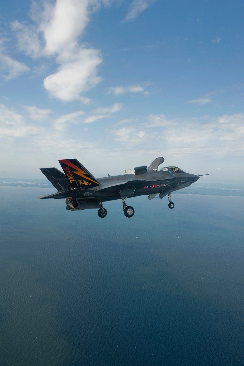 F-35B fighter jet over water