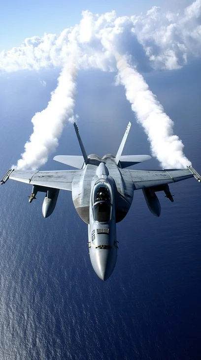 Jet flying over the ocean